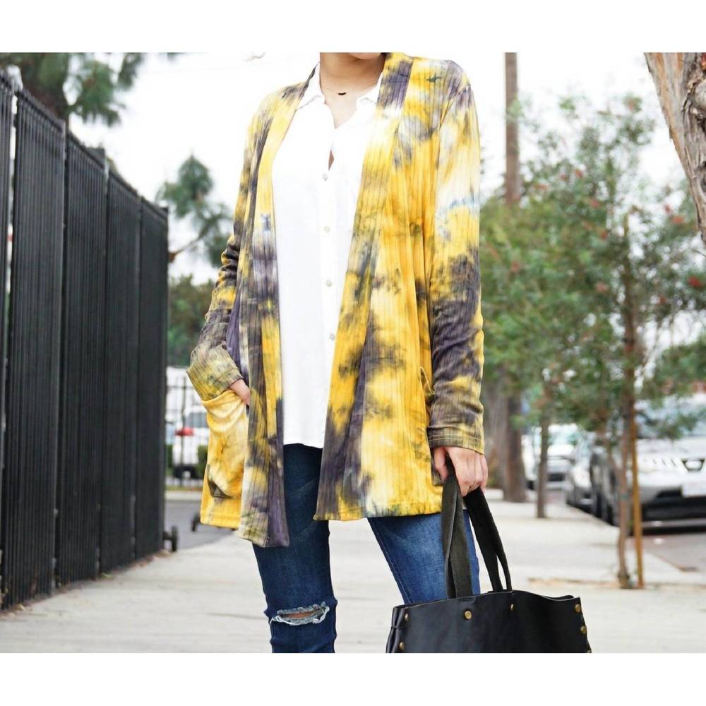 NEW ARIA COLLECTION tie dye cardigan in yellow